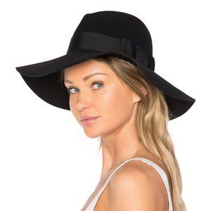 BRIXTON Piper Black Felted Wool Floppy Wide Brim Hat NWT